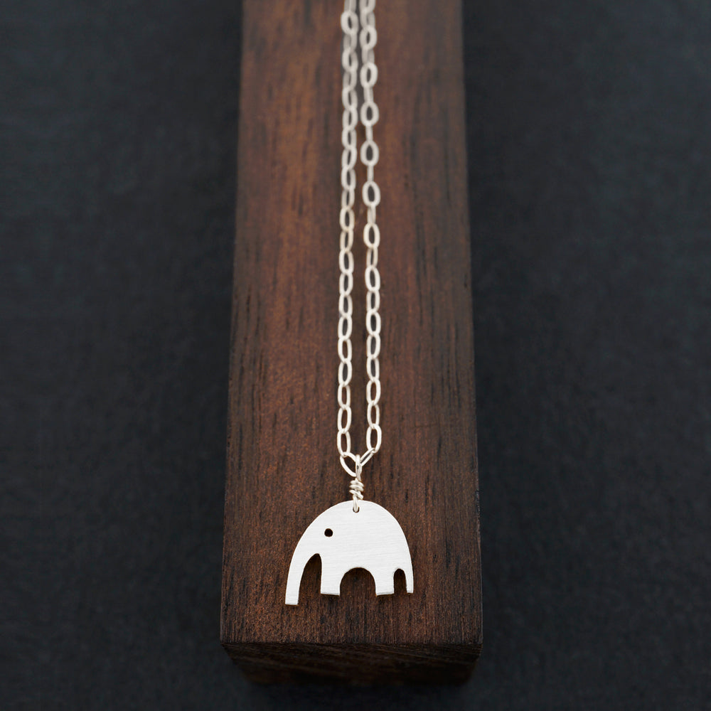 Minimalist Elephant Necklace with Optional Diamond Ons, Solid Gold or Silver