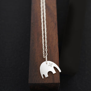 عقد الفيل البسيط مع قطع الماس الاختيارية أو الذهب الخالص أو الفضي