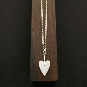 Skinny Heart Necklace-Silver