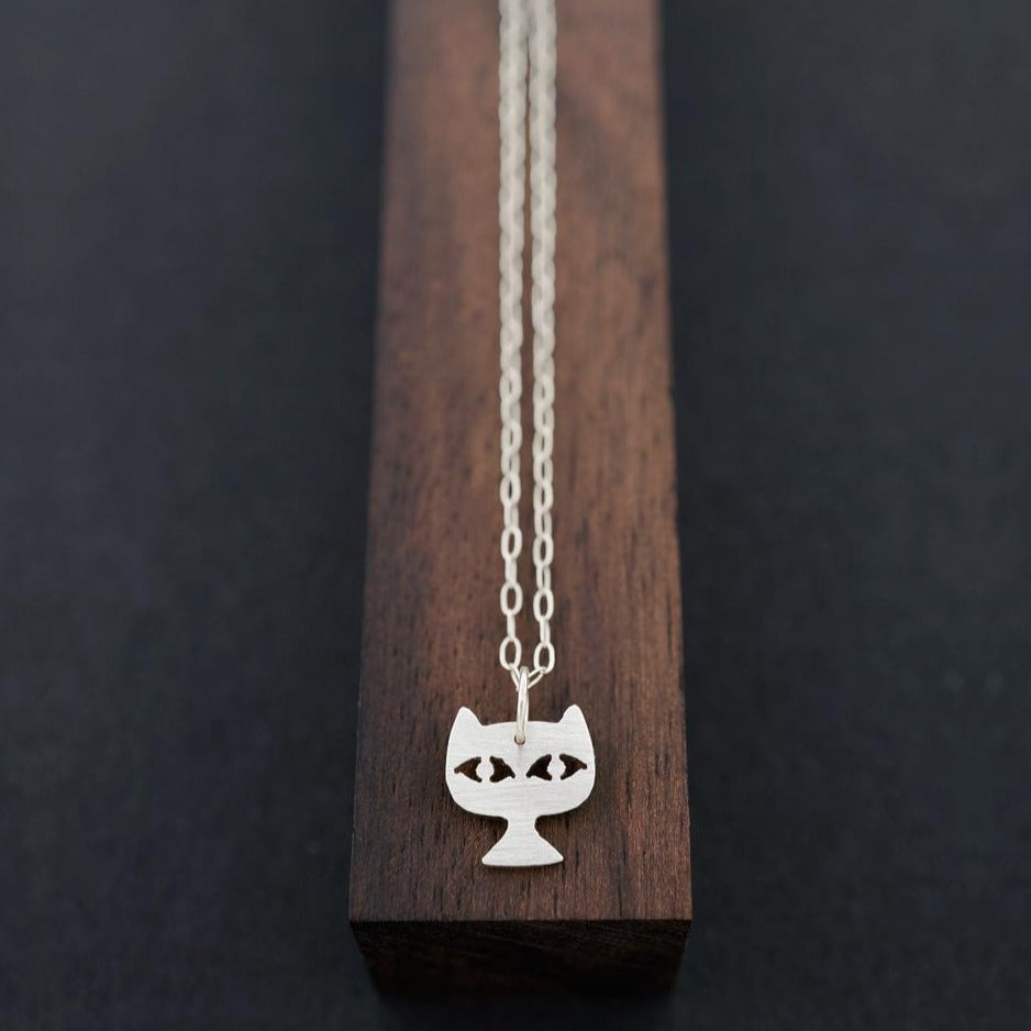 Cat Face Necklace-Silver