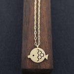 Minimalist Mother Fish Necklace, Solid 14KY Gold | AF HOUSE